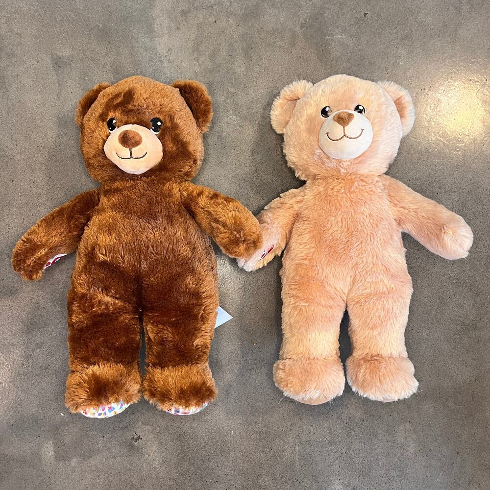 Build a Bear BAB Birthday brown beige 2 bear bundle original classic size 16"